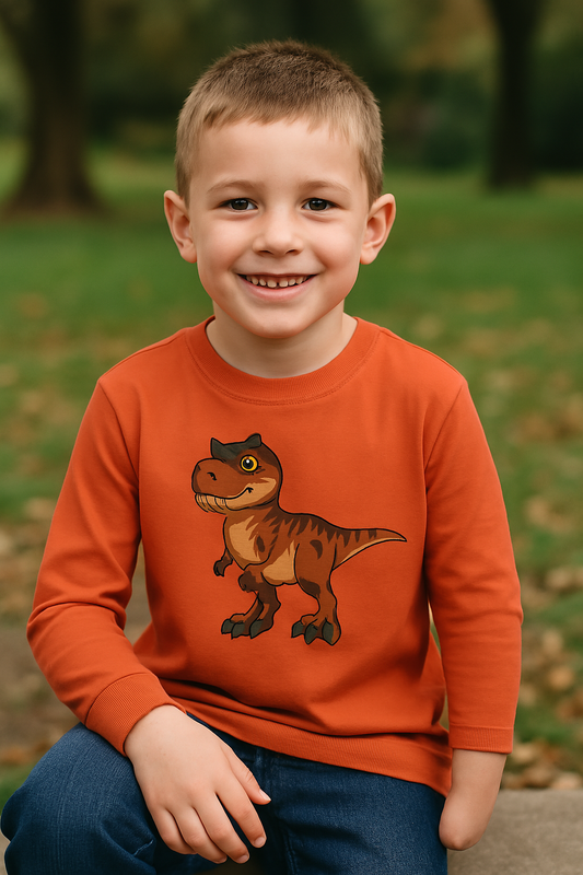 Preorder: Adaptive Clothing Elbow Length Top Long-sleeve Dinosaur Print